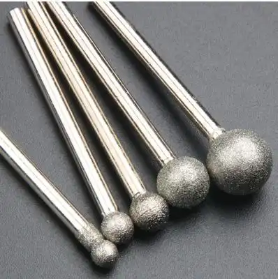 球型金刚砂磨头玉雕工具f针磨针打磨去胚雕刻针3mm柄球型细砂包邮
