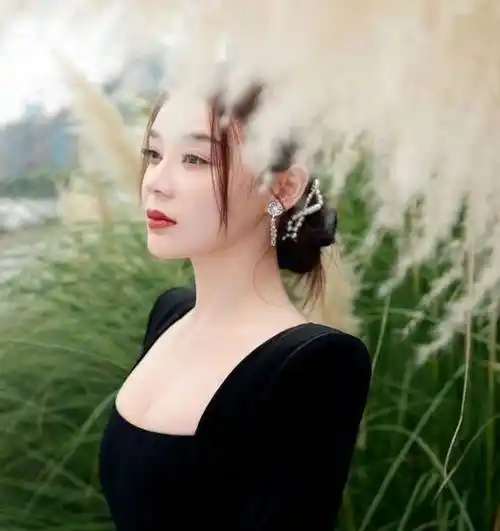 袁姗姗在芦苇荡拍大片,穿低领装不敢看镜头,被笑称"太保守了"_照片_相