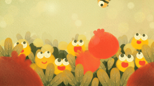 动画蜜蜂和花球