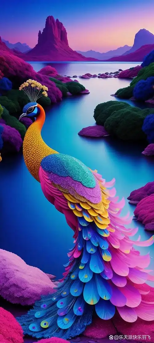孔雀的羽毛仿佛是大自然的调色板,从蓝色到绿色,再到炫目的黄色和红色
