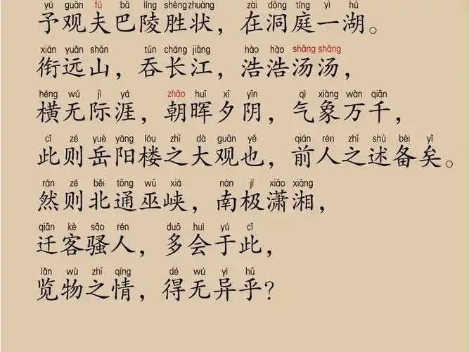 《岳阳楼记》予观夫巴陵胜状,在洞庭一湖