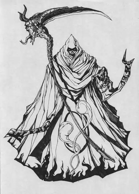 死神镰刀恐怖简笔画手抄报 手抄报简单又漂亮