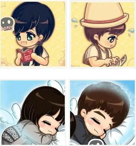 可爱的卡通qq情侣头像