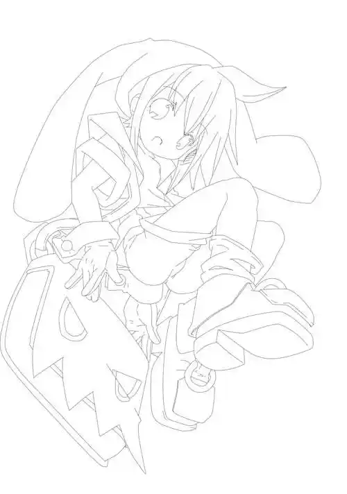 人物线稿黑白动漫素材手绘插画绘画