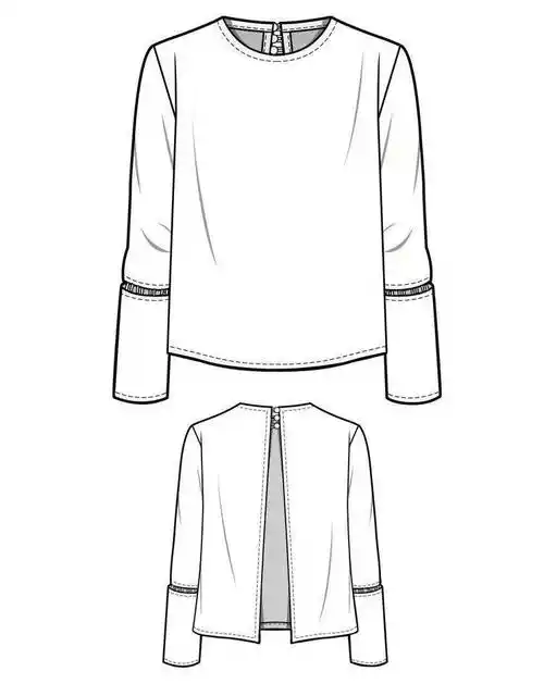 服装设计款式图上衣正反面款式图ai绘画