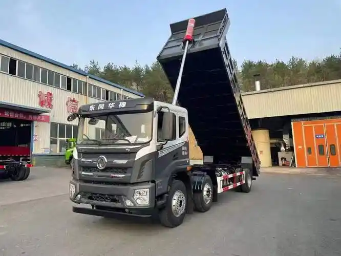 4米国六东风华神前四后四小三轴平板自卸货车