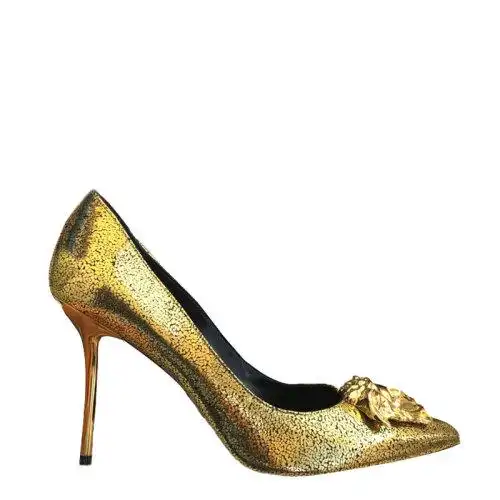 versace/范思哲金色皮质女士高跟鞋dsl963ndcncr bi