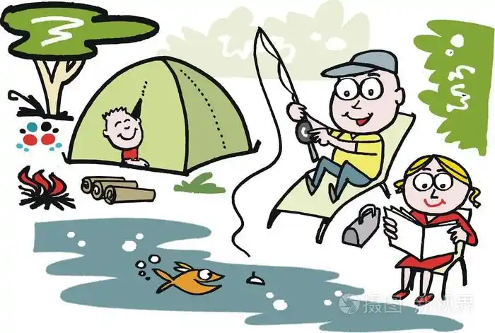 男子和妻子在公园户外露营的矢量卡通插画-正版商用图片1cdthi-摄图新