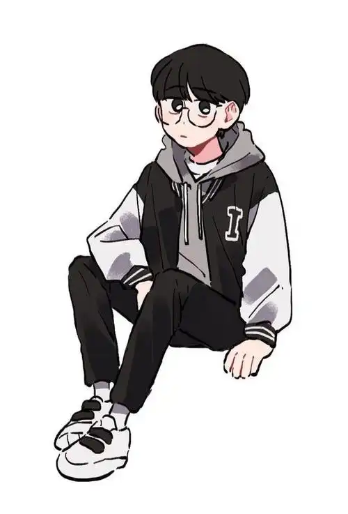 卫衣眼镜男生插画
