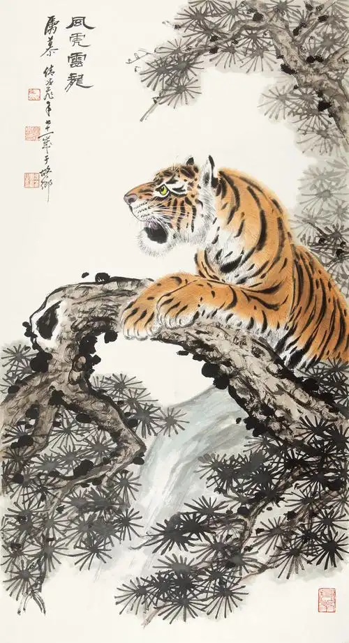 【1983年作 风云龙虎 托片 设色纸本】拍卖品_图