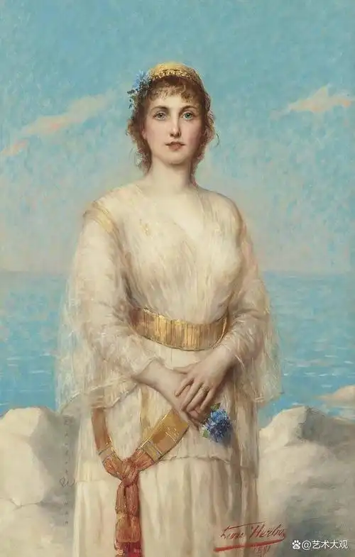 比利时画家莱昂·赫尔博写实人物肖像油画作品欣赏