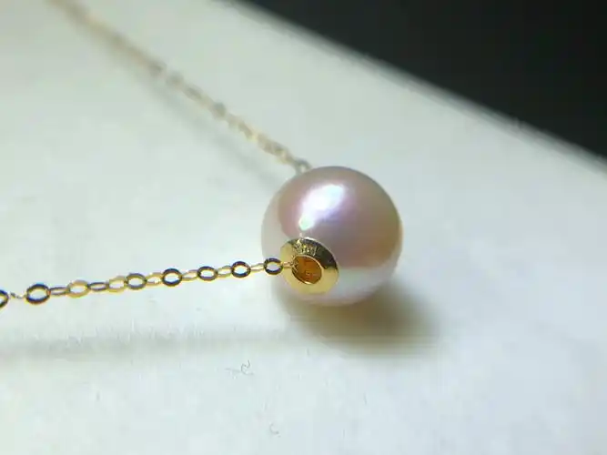 18k金天然淡水珍珠项链吊坠单颗女天然锁骨链路路通颈链送女友