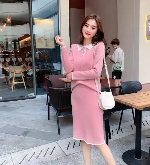 实拍现货2019秋冬女小香风套装裙子韩版休闲知性名媛小个子洋气潮