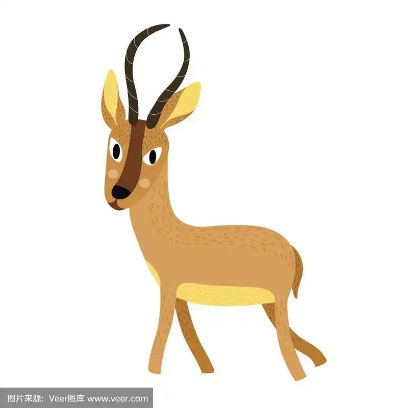 非洲动物羚羊卡通人物.