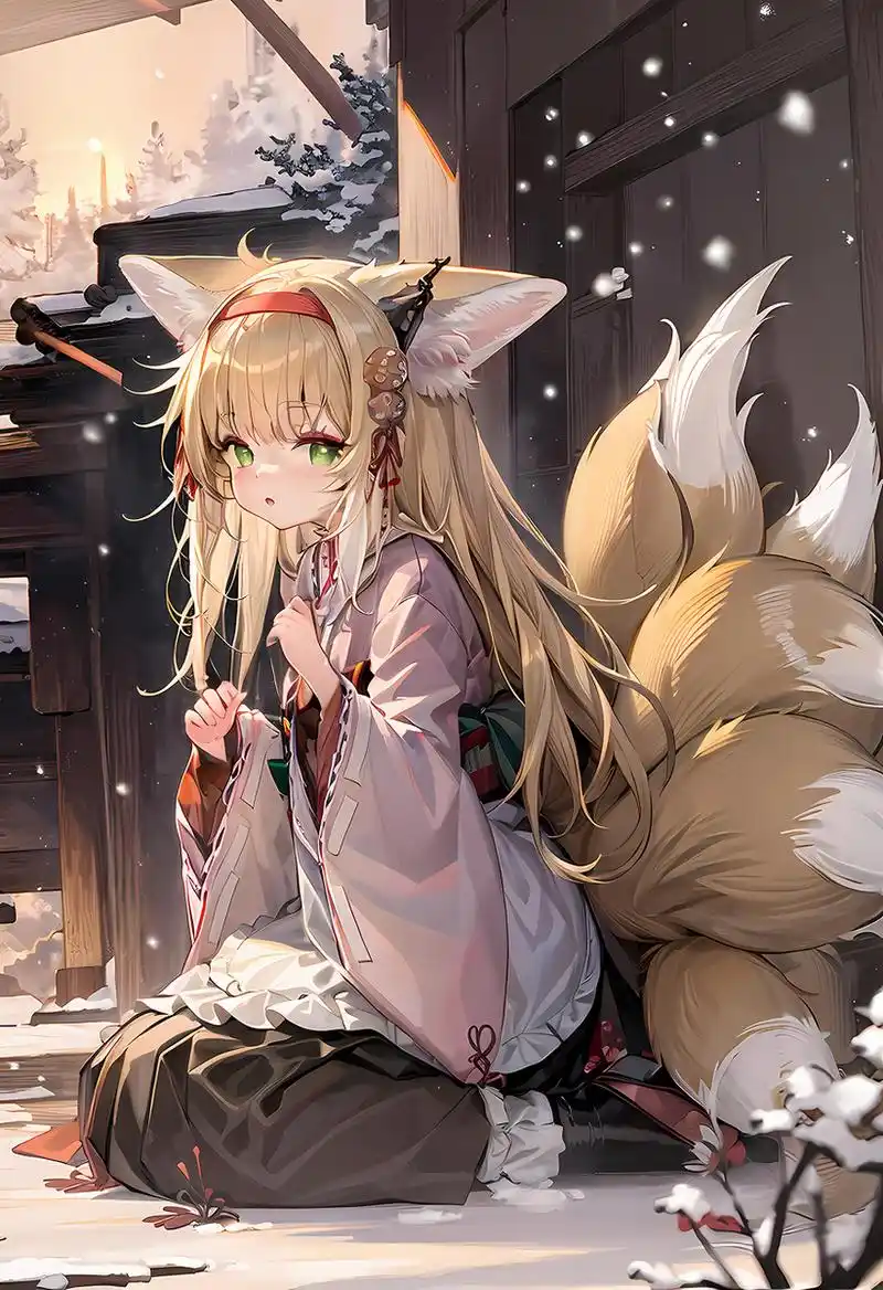 可爱的九尾狐娘[期待][期待]  #二次元##ai绘画