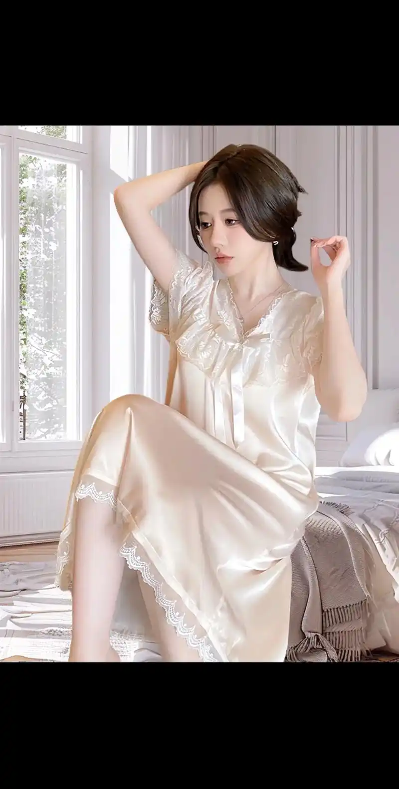 我的高档冰丝带胸垫睡衣真是太美啦!