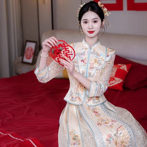 香槟色秀禾服新娘冬季2024新款结婚敬酒服出阁服中式婚礼礼服重工