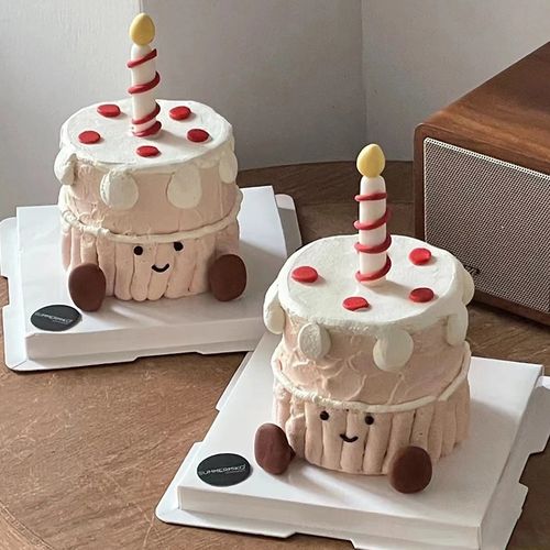小红书同款jellycat生日ins蛋糕装饰摆件软陶螺纹蜡烛甜品台插件