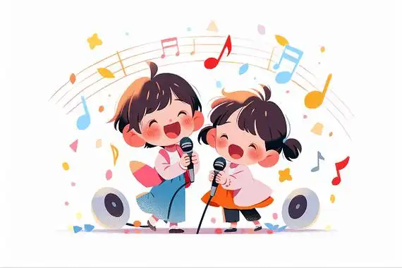 卡通可爱托管班幼小衔接班暑假培训班招生插画素材男孩听音乐弹吉他