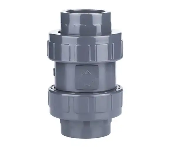 台湾环琪upvc双由令球型止回阀 pvc立式球型逆止阀双活接止回阀