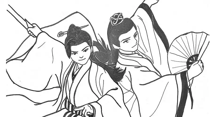 原创漫画山河令剧照马克笔绘画手绘简笔画线稿