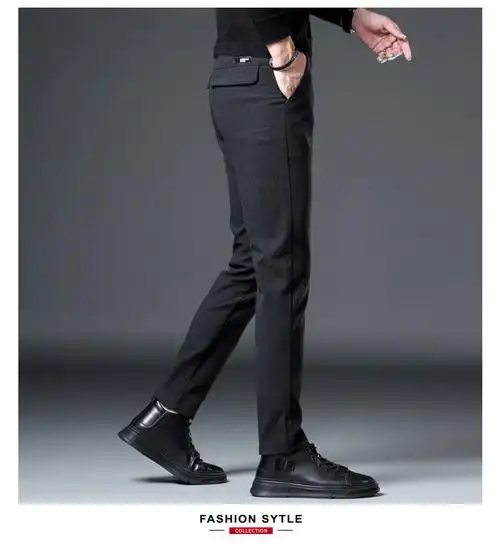 暗素 休闲裤男直筒韩版潮流裤子男商务休闲男裤百搭裤男士裤子 蓝色