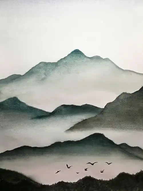 【手绘】水彩风景(群山起伏) - 简书