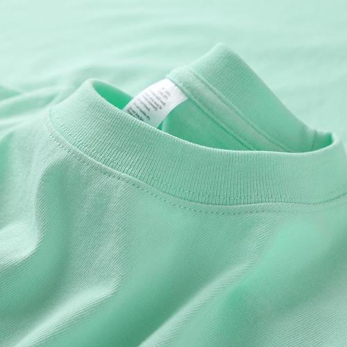 荧光色薄荷绿 210g重磅精梳棉纯色t恤宽松简约短袖打底衫男女款夏