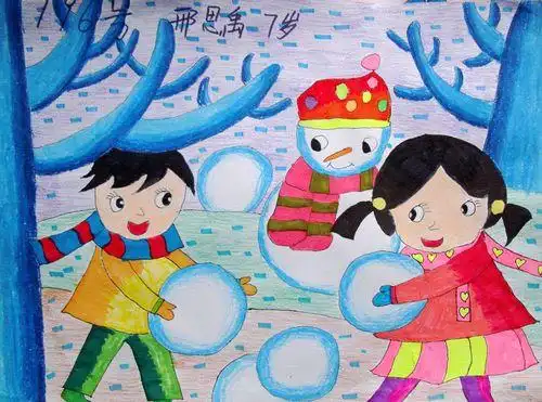 雪地里的好朋友/少儿绘画作品/儿童画/网络美术馆_中国少儿美术教育网