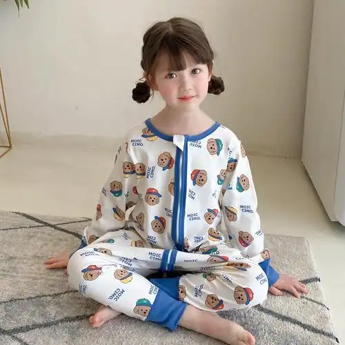 儿童连身睡衣无骨睡袋春夏薄款女童纯棉连体衣家居服连体衣