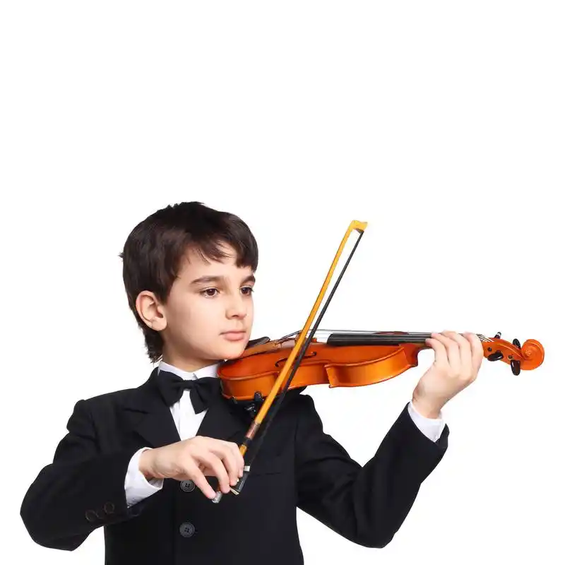 音乐人,小帅哥白色上孤立的小提琴在演奏