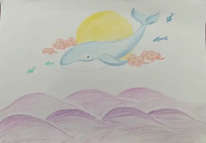 彩铅简笔画鲸鱼