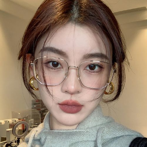 复古网红镜框金丝边眼镜女圆脸适合的眼镜防蓝光辐射近视镜有度数