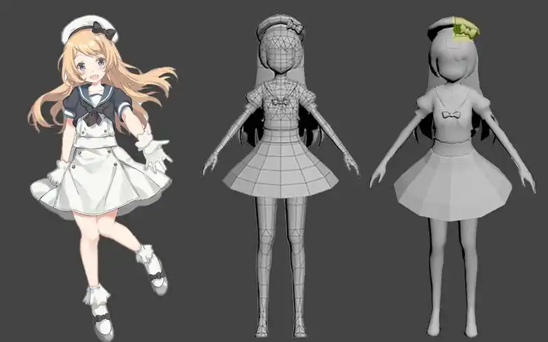 3dmax人物建模,二次元萝莉小姐姐建模,新手练习简单案例教学,零基础