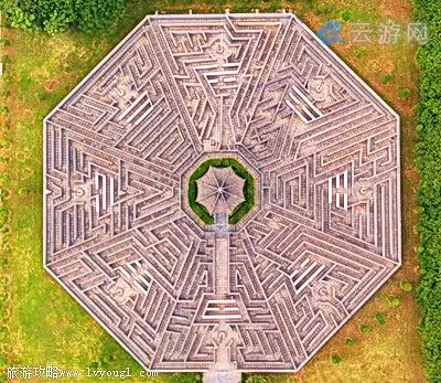 羑里城八卦阵相传是三国时期诸葛亮据九宫八卦和五行相生相克而形成的