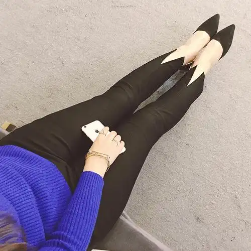 欧雷兹 胖mm裤200斤大码开叉裤弹力ol裤子休闲裤