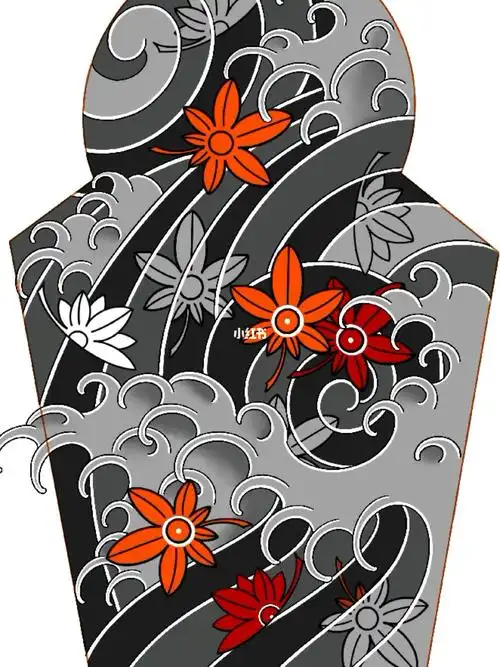 女生纹身  #彩色纹身  #枫叶水浪花臂     水浪枫叶,花臂手