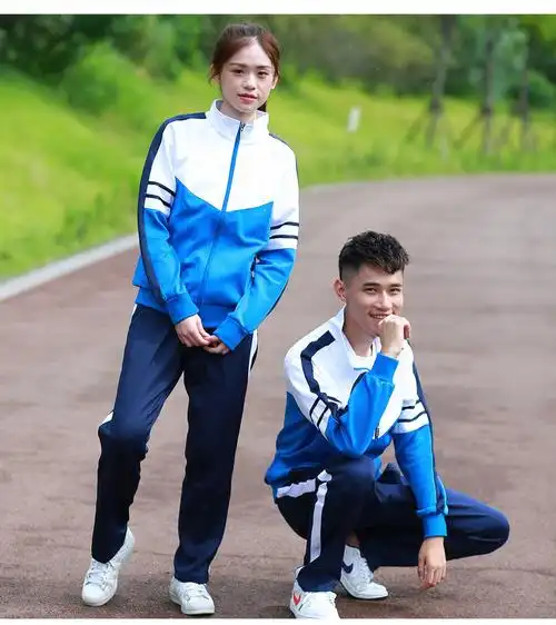 星尔克季初中生校服套装三件套中学生高中生宽松班服长袖运动服蓝白