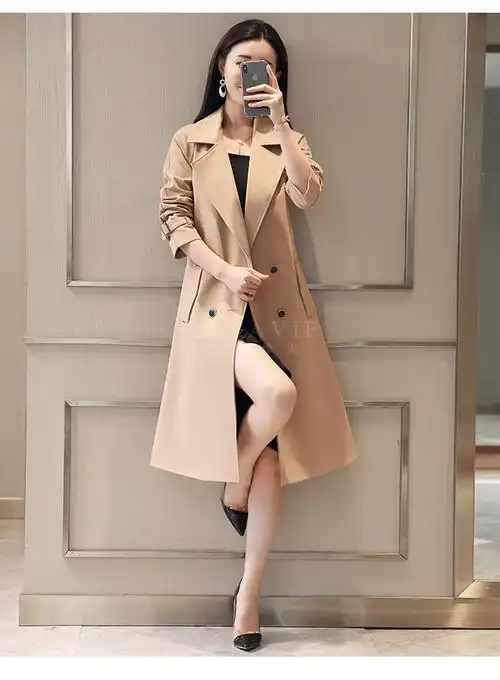 萨拉维夫品牌秋装2019年新款女装流行风衣大衣中长款春秋季修身外套潮