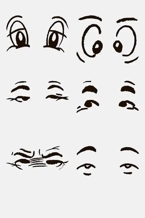 眼皮大眼简约卡通人物眼睛免抠素材