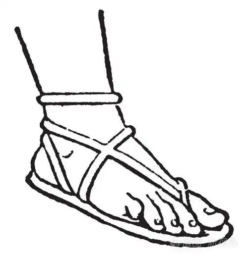 凉鞋是在崇拜的行为并在一个优越的复古线绘图或雕刻插图