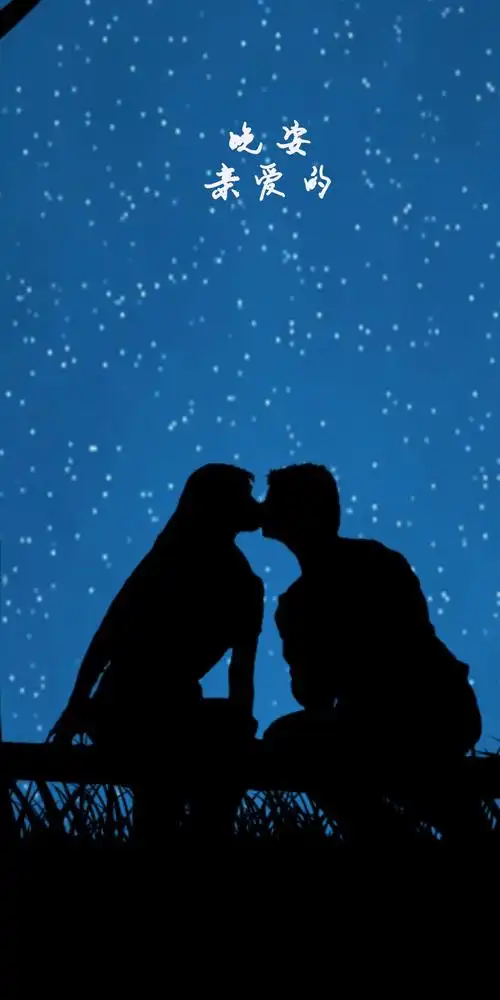 晚安:情侣浪漫剪影,另类-手机壁纸