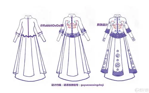 原创婚礼龙凤袍/绣禾服设计/旗服效果图-服装画/服装设计手稿 - 穿针