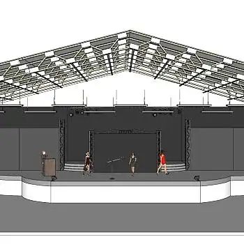 现代舞台草图大师模型,舞台su模型下载