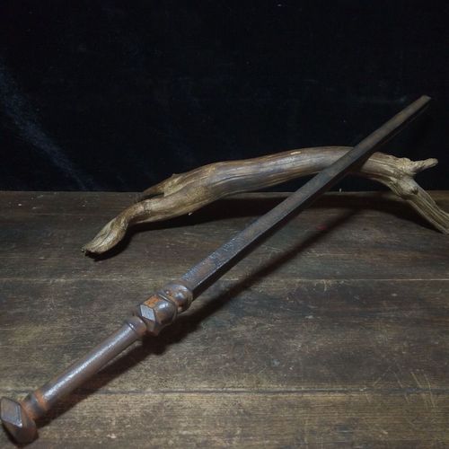 兵器兽头四方铁锏摆件铁剑防身兵器收藏一体古玩仿古刀剑古代兵器