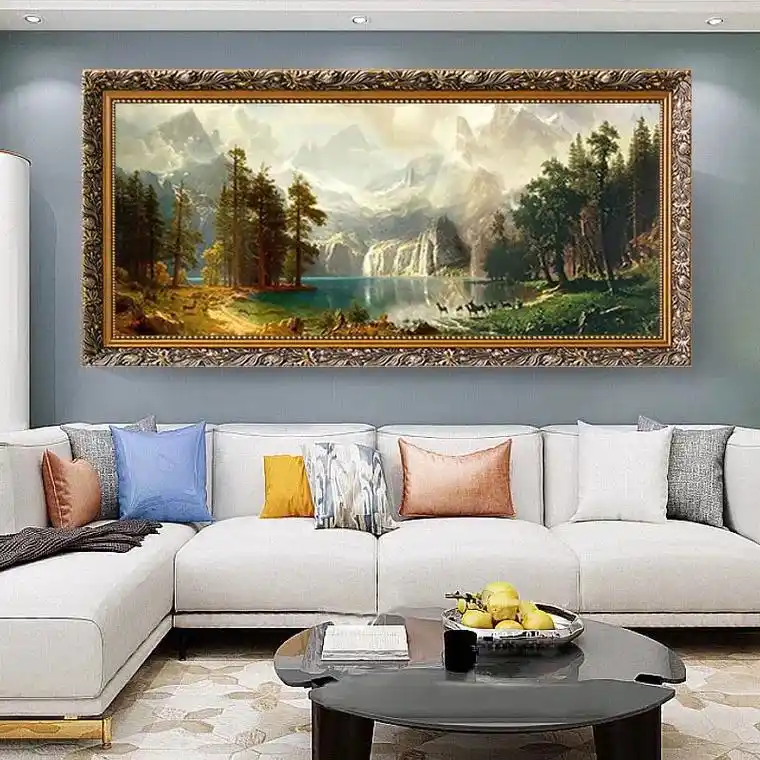 欧式简约客厅装饰画中式沙发背景墙壁画卧室餐厅书房挂画风景油画