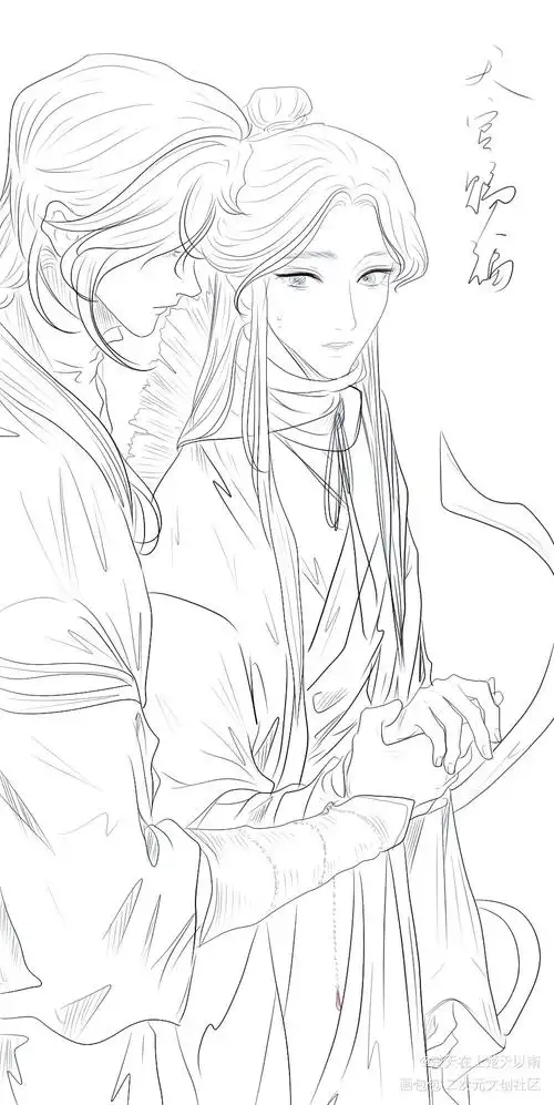 天官赐福花怜手绘天官赐福百无禁忌我真的好懒啊,临摹临困了.