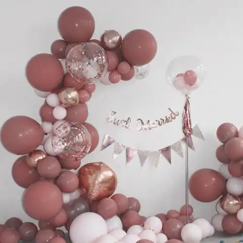 隽和复古双层豆沙粉乳胶肤色气球链成人儿童生日派对求婚装饰布置汽球