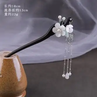 古代盘发木簪木发簪古风发饰挽发簪子流苏步摇汉服头饰发钗女 夕白