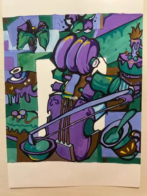 临摹 #大学生  #非美术生 #水粉 #装饰画 #色彩记录每一次美术作业